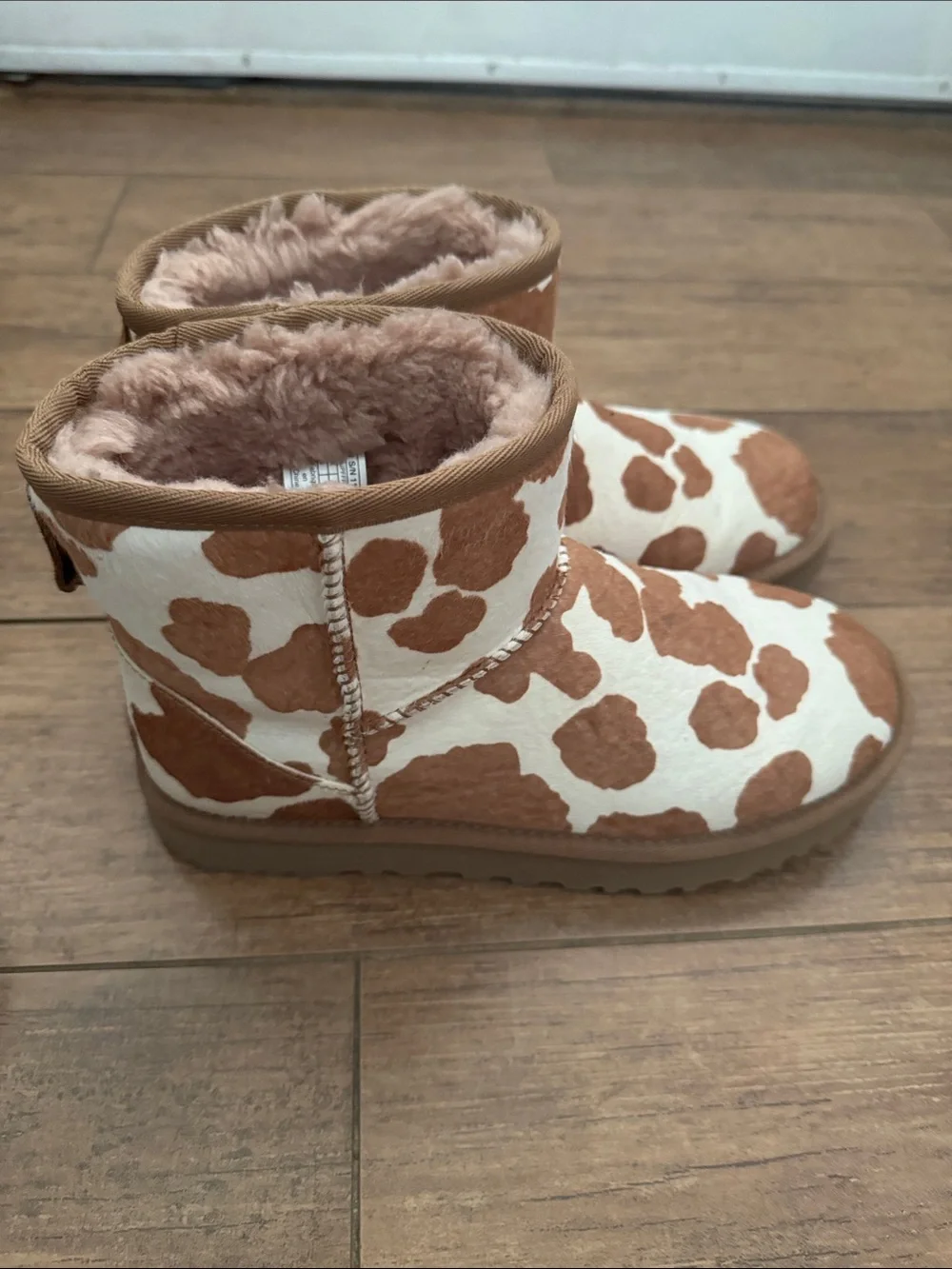 UGG Chestnut and White Cow Print Classic Short Boots
